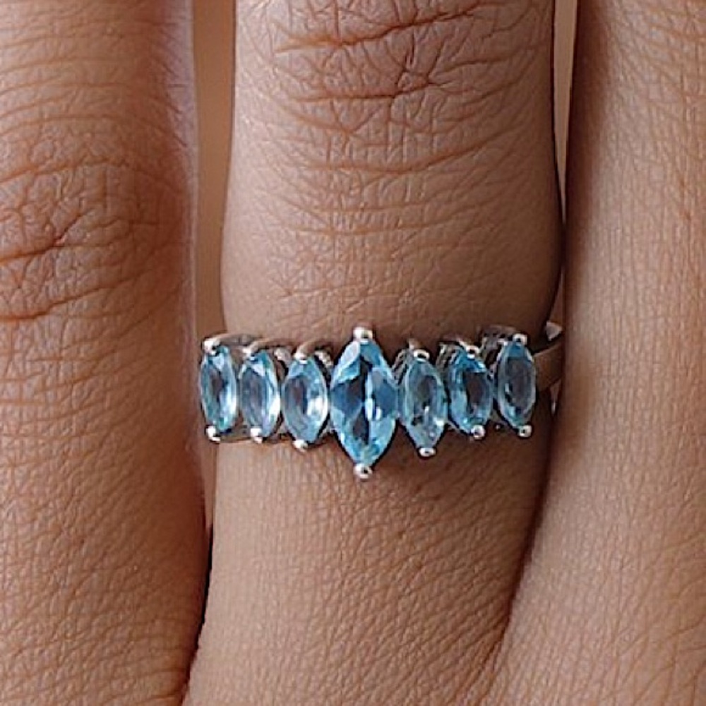 Madagascar Paraiba Apatite Ring in Platinum over Sterling Silver, Size 5.0